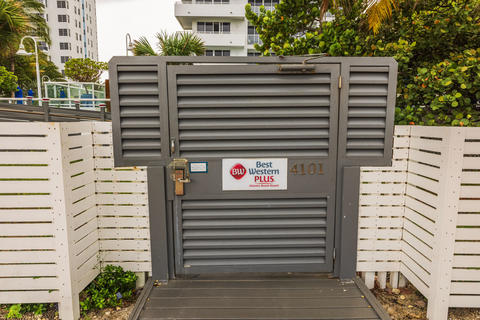Close-up view of Best Western Plus Atlantic Beach Resort entrance gate marked 4101