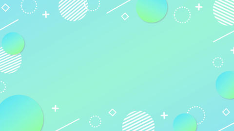 Cute pop style background frame featuring geometric shapes with a gradient and dots