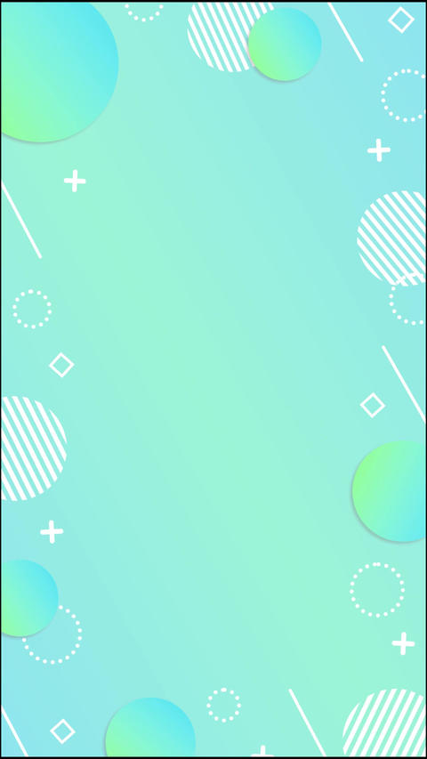 Cute pop style background frame featuring geometric shapes with a gradient and dots