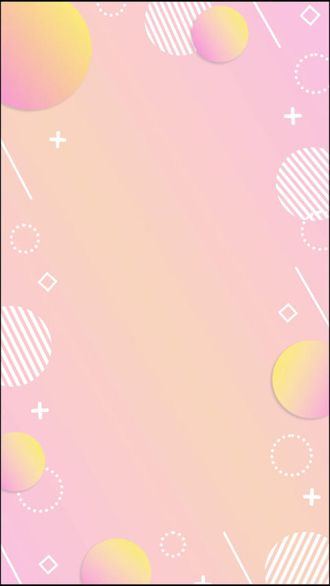 Cute pop style background frame featuring geometric shapes with a gradient and dots