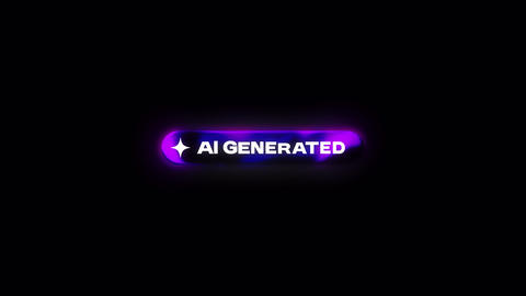 AI Generated Text Label with Glowing Purple Aura on Transparent Background