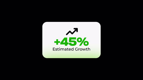 Animated Percentage Counter Showing Estimated Growth on Transparent Background