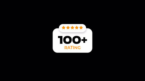 Animated Counter Showing Increasing Rating Score with Five Stars on Transparent Background