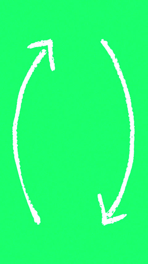 Hand Drawn White Brush Arrows Opposite Sides on Green Screen Vertical Reel