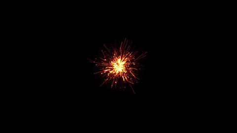 Fiery Spark Burst Explosion - Cinematic Orange Fire Embers Bursting Outward on Black Background Vol.