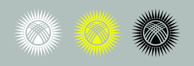 White, black, yellow outline symbol from National State Flag ensign of Kyrgyz Republic icon