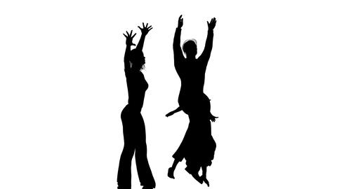 happy family of four silhouette