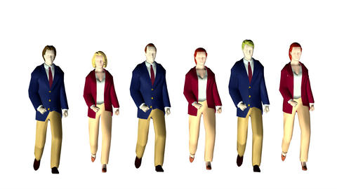 6 business people marching looping slow motion