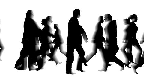 Crowd of people moves, blured