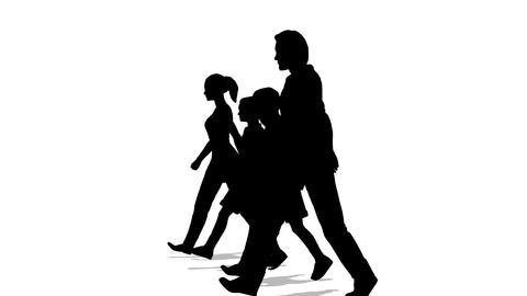 marching family of four silhouette