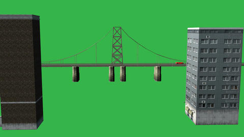 Animated Large Bridge with Buildings (Green Stock animation 6411381 ...