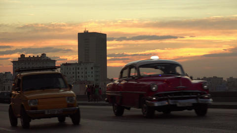 Cuba La Habana Havana View Of Vintage Cars Traffic
