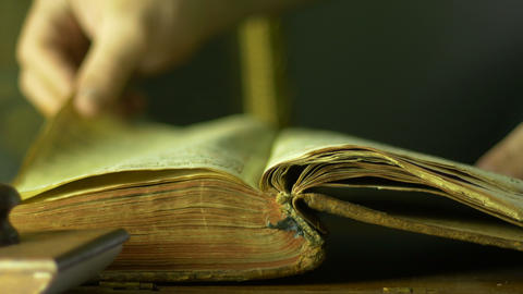 4K UHD Ancient Book Flipping Pages Macro