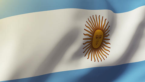 Argentina flag waving in the wind. Looping sun rises style. Animation loop