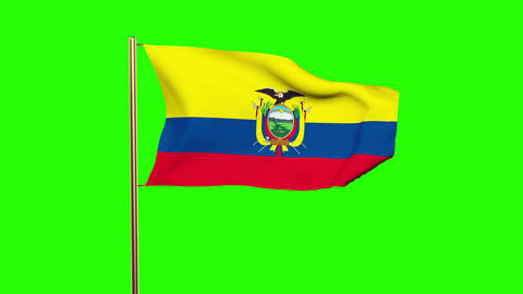 Ecuador flag waving in the wind. Green screen, alpha matte. Loopable animation