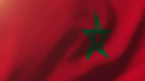 Morocco flag waving in the wind. Looping sun rises style. Animation loop