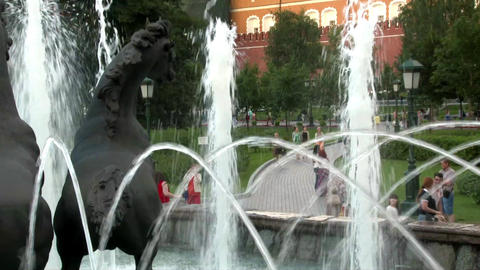 Fountain "Four Seasons" on Manezh Square in Moscow, Russia