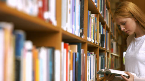 Students reading in a library