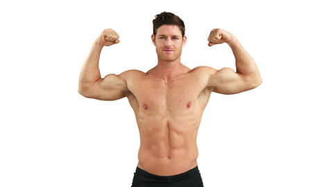 Muscular man flexing his muscles