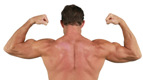 Muscular man flexing his muscles