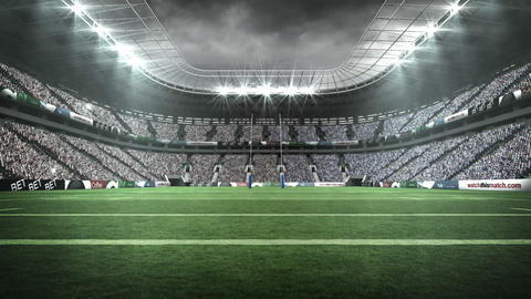 View of a rugby stadium in night