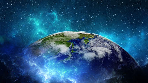 Planet Earth in universe or space rotates 360 degrees