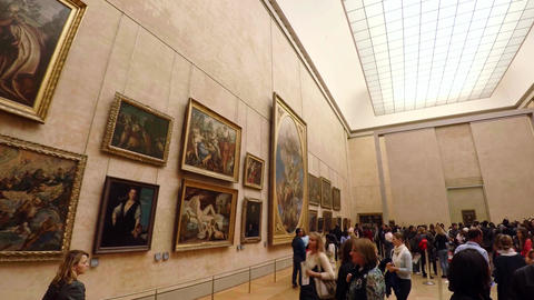 Art Gallery of the Louvre Museum in Paris. France. 4K