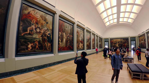 Art Gallery of the Louvre Museum in Paris. France. 4K