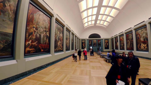 Art Gallery of the Louvre Museum in Paris. France. 4K